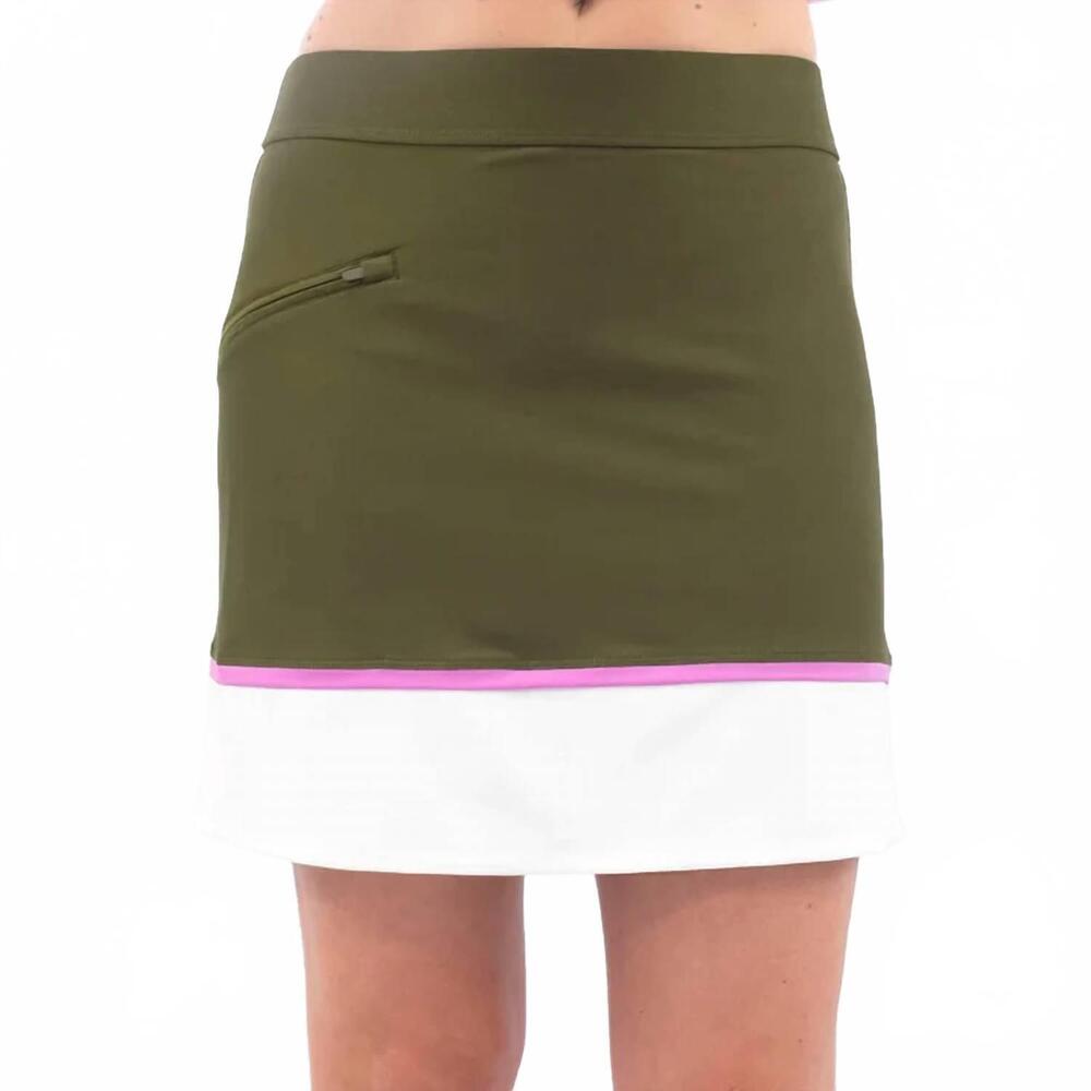 NEW BELYN KEY contrast banded skort in olive iris chalk